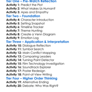 Dawn Of The Planet Of The Apes 2014 Worksheet Activity Booklet