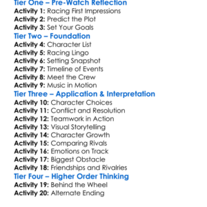 Days Of Thunder 1990 Worksheet Activity Booklet