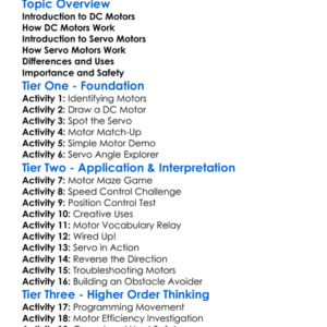 Dc And Servo Motors Worksheet Activity Booklet
