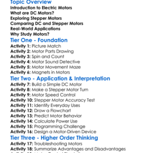 Dc And Stepper Motors Worksheet Activity Booklet
