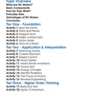 Dc Motors Worksheet Activity Booklet