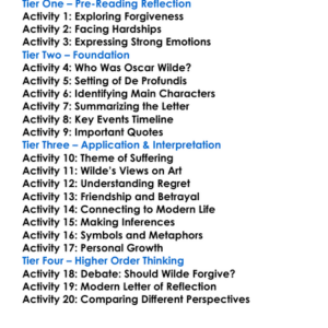 De Profundis Oscar Wilde Worksheet Activity Booklet