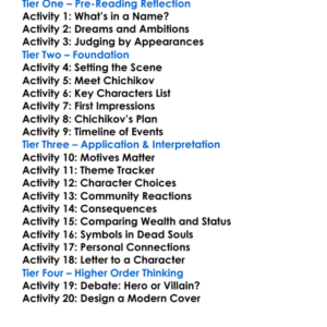 Dead Souls Nikolai Gogol Worksheet Activity Booklet