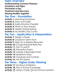 Dealing With Common Illnesses Worksheet Activity Booklet