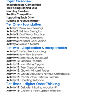 Dealing With Competition And Loss Worksheet Activity Booklet