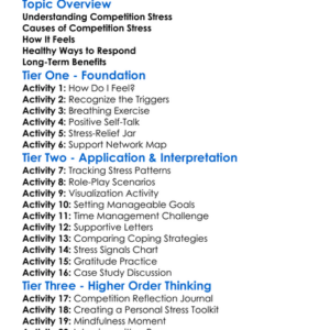 Dealing With Competition Stress Worksheet Activity Booklet