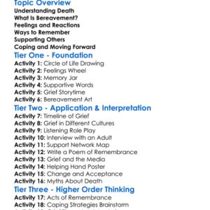 Death And Bereavement Worksheet Activity Booklet