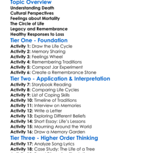 Death And Mortality Worksheet Activity Booklet