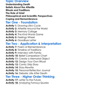 Death And The Afterlife Worksheet Activity Booklet