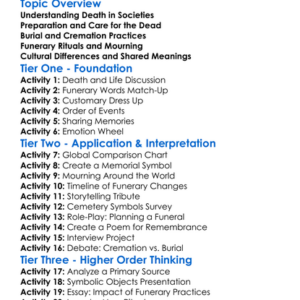 Death Burial And Funerary Practices Worksheet Activity Booklet