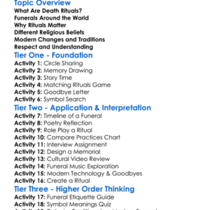 Death Rituals And Funerals Worksheet Activity Booklet