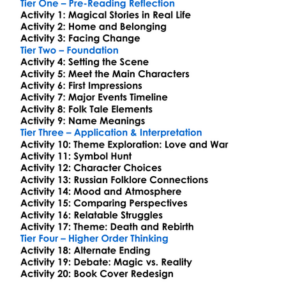 Deathless Catherynne M Valente Worksheet Activity Booklet