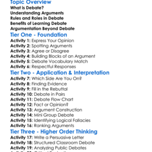 Debate And Argumentation Worksheet Activity Booklet