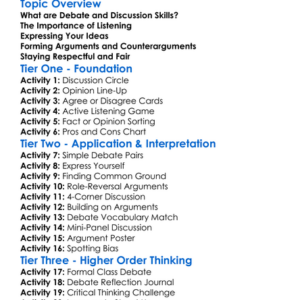 Debate And Discussion Skills Worksheet Activity Booklet