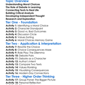 Debating Moral Choices In Texts Worksheet Activity Booklet