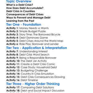 Debt Crisis Worksheet Activity Booklet