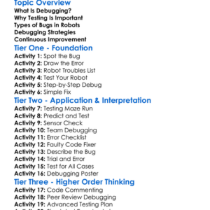 Debugging And Testing Robots Worksheet Activity Booklet