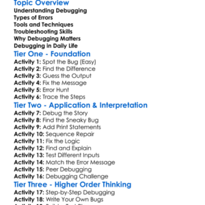 Debugging And Troubleshooting Worksheet Activity Booklet