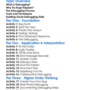 Debugging Worksheet Activity Booklet