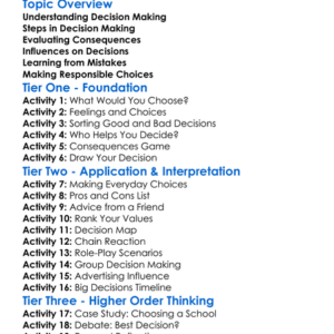 Decision Making Processes Worksheet Activity Booklet