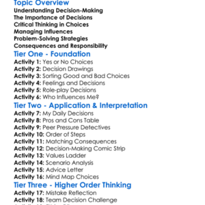 Decision-Making Skills Worksheet Activity Booklet