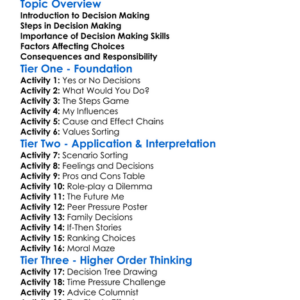Decision-Making Skills Worksheet Activity Booklet