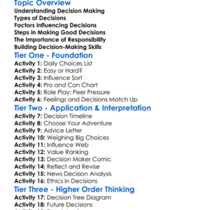 Decision-Making Worksheet Activity Booklet