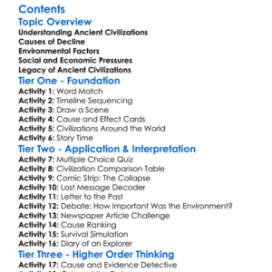 Decline And Collapse Of Ancient Civilizations Worksheet Activity Booklet