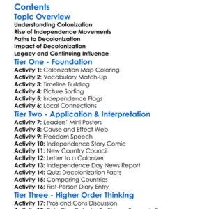 Decolonization And Independence Movements Worksheet Activity Booklet