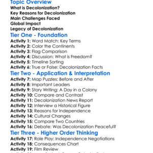 Decolonization Worksheet Activity Booklet