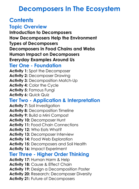 Decomposers In The Ecosystem Worksheet Activity Booklet