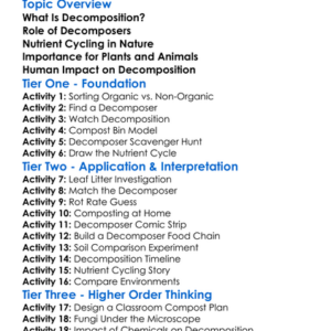 Decomposition And Nutrient Cycling Worksheet Activity Booklet