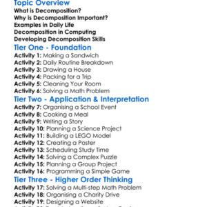 Decomposition In Problem Solving Worksheet Activity Booklet