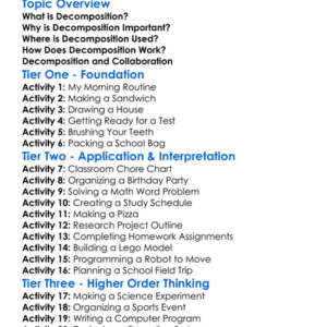 Decomposition Of Problems Worksheet Activity Booklet