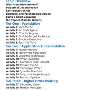 Deconstructing Advertisements Worksheet Activity Booklet