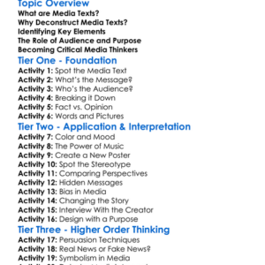 Deconstructing Media Texts Worksheet Activity Booklet