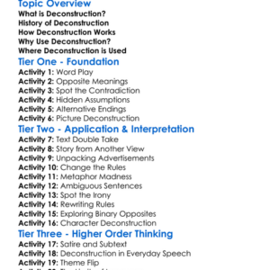 Deconstruction Worksheet Activity Booklet