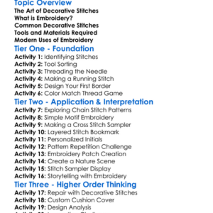 Decorative Stitches And Embroidery Worksheet Activity Booklet