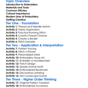 Decorative Techniques Embroidery Worksheet Activity Booklet