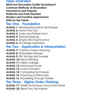Decorative Textile Techniques Worksheet Activity Booklet