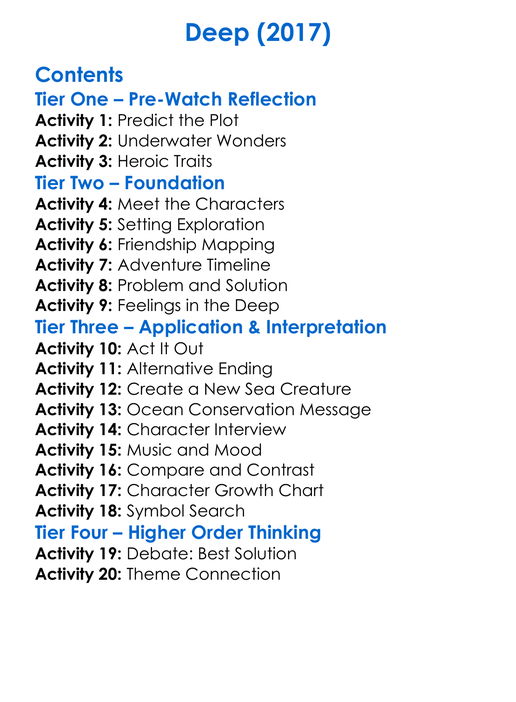 Deep 2017 Worksheet Activity Booklet