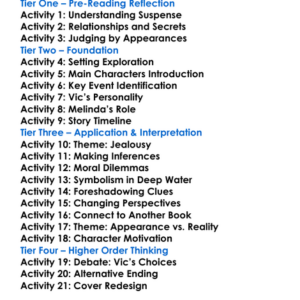 Deep Water Patricia Highsmith Worksheet Activity Booklet