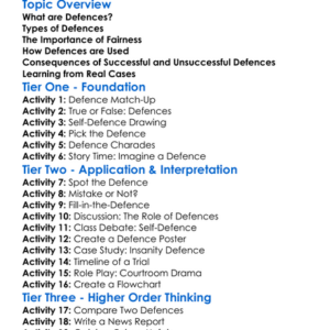Defences To Criminal Charges Worksheet Activity Booklet