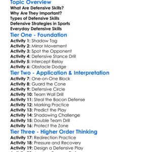 Defensive Skills Worksheet Activity Booklet