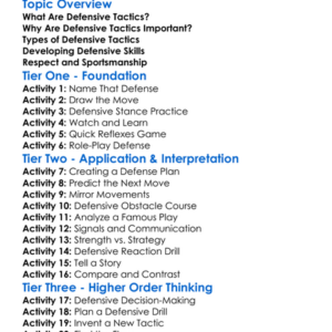 Defensive Tactics Worksheet Activity Booklet