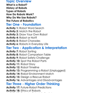Definition And Types Of Robots Worksheet Activity Booklet