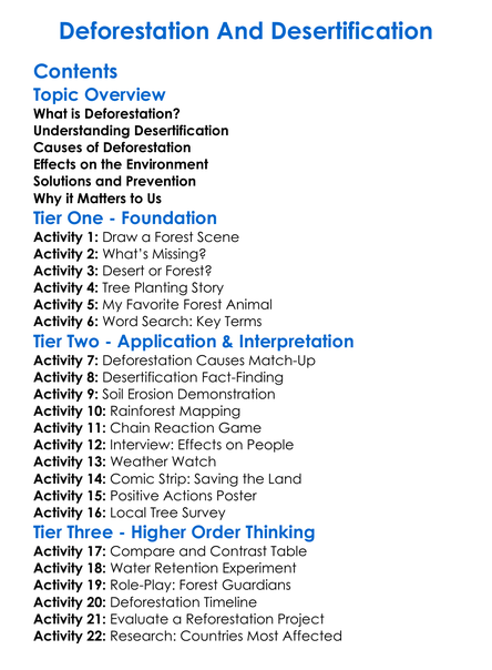 Deforestation And Desertification Worksheet Activity Booklet