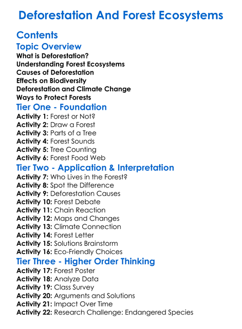 Deforestation And Forest Ecosystems Worksheet Activity Booklet