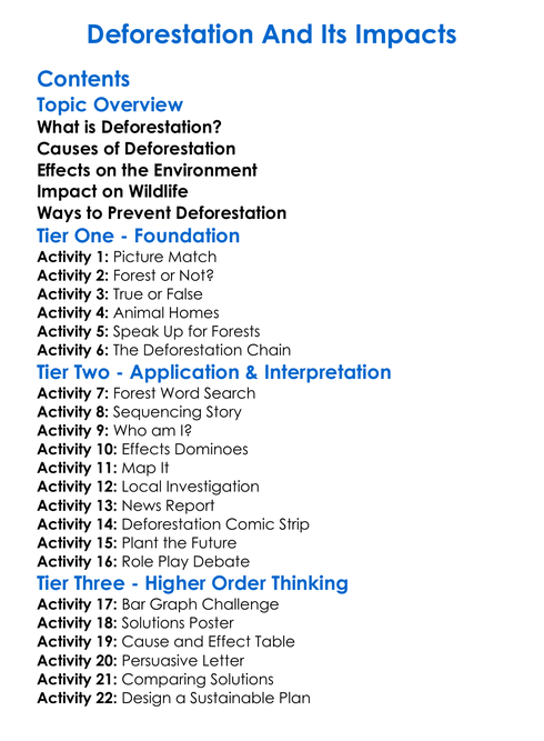 Deforestation And Its Impacts Worksheet Activity Booklet