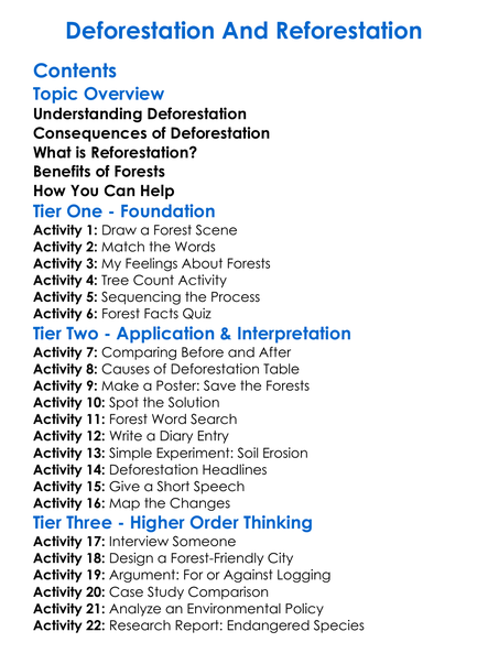 Deforestation And Reforestation Worksheet Activity Booklet